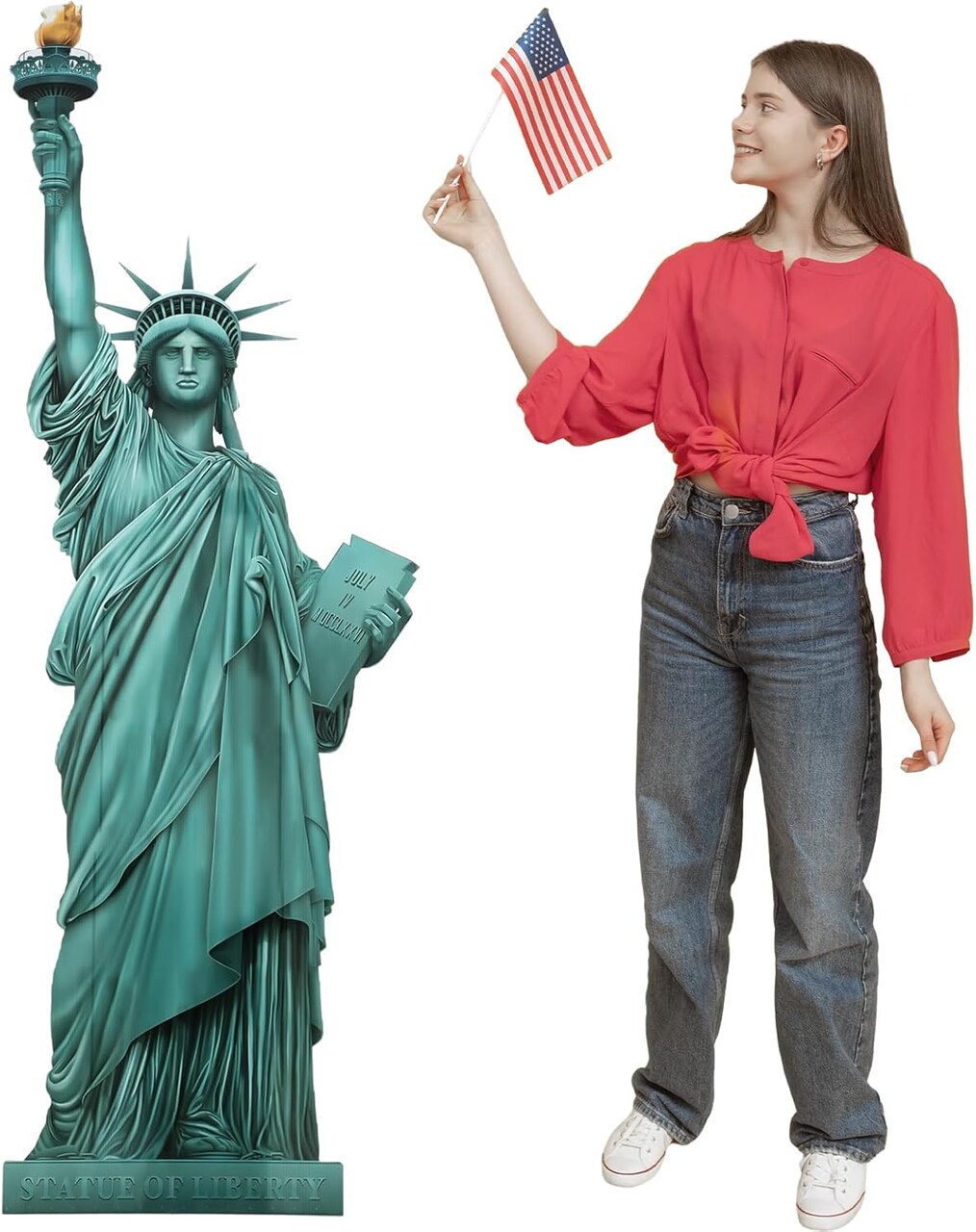5 Ft Statue of Liberty Cardboard Stand up Cutout Independence Day Patriotic PVC Stand up Photo Props Waterproof New York City Themed Cutout for 4th of July Party Decoration